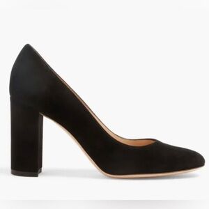 Gianvito Rossi Linda Black Suede Block Heel Pumps Heel Leather Italian 39 US 9